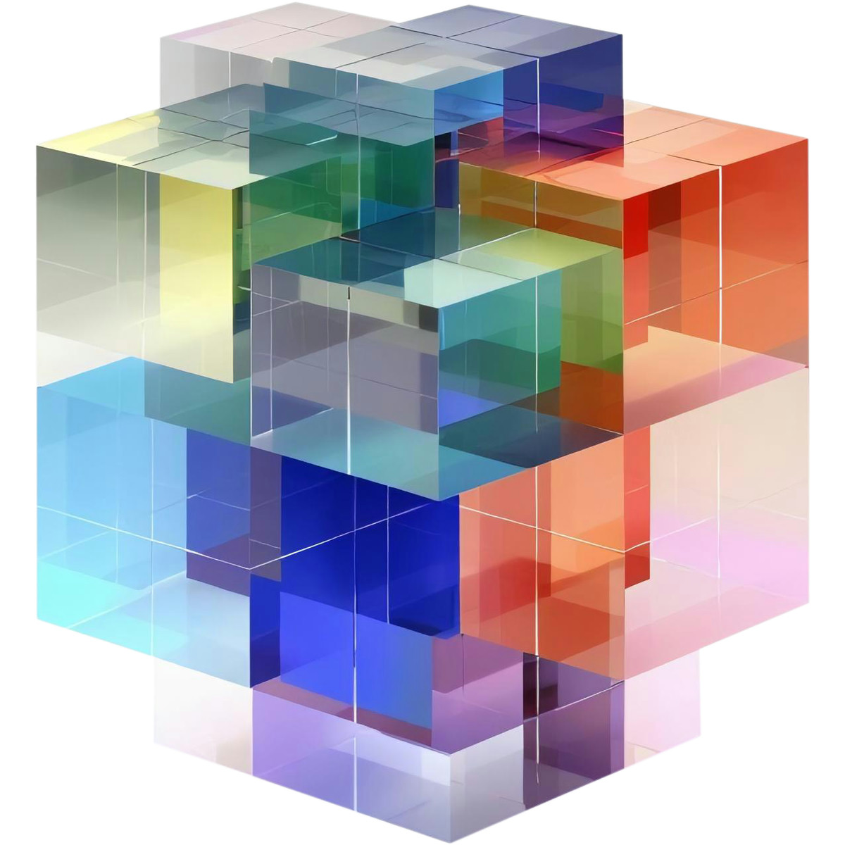 Blocks composition illustration in 3D style download in PNG, SVG