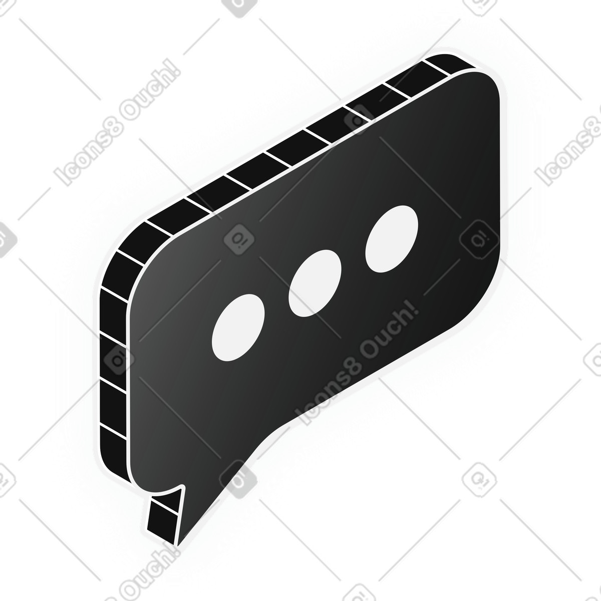 Black message bubble with typing indicator illustrazione in stile Inverse scarica in PNG, SVG