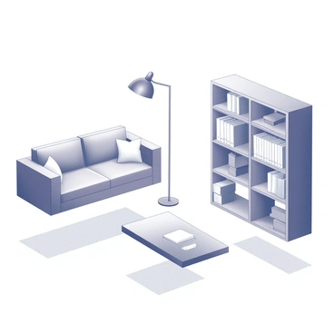 A room where all the furniture has been altered into floating designs