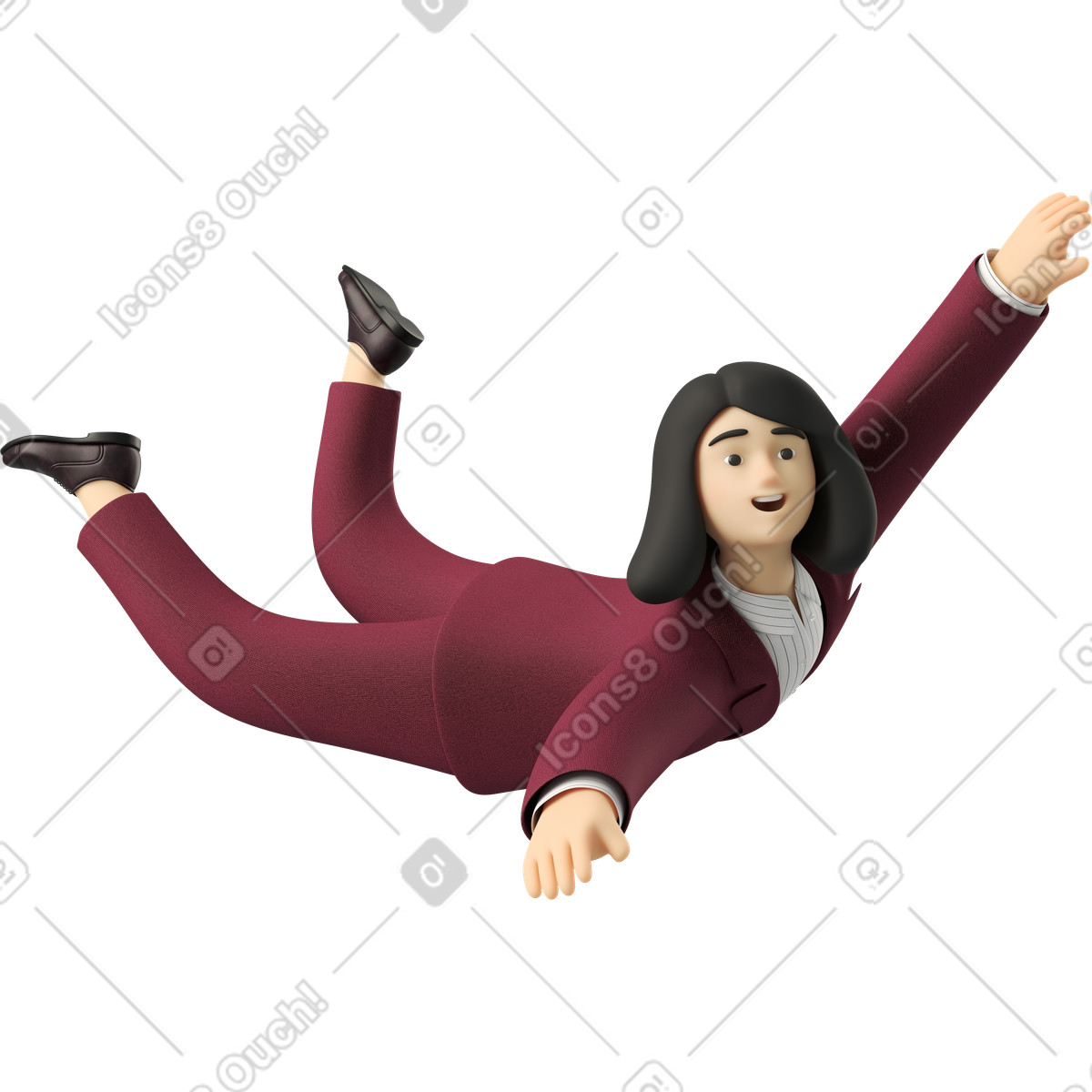 Ilustração de Flying businesswoman in red suit em no estilo 3D Business para baixar em PNG, SVG