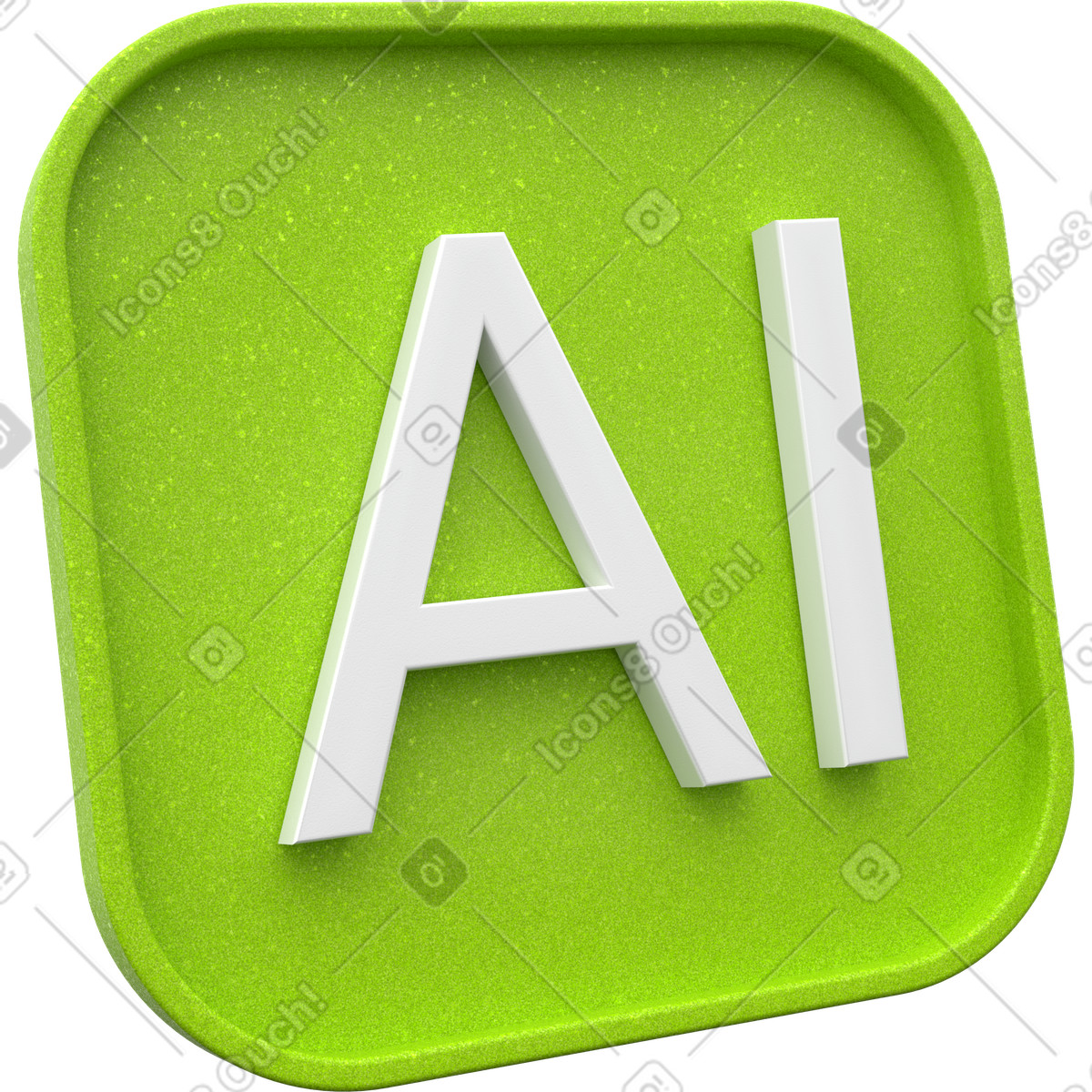 Illustration Icône verte avec texte ia, étiquette d'intelligence artificielle dans le style 3D Enterprise à télécharger aux formats PNG, SVG