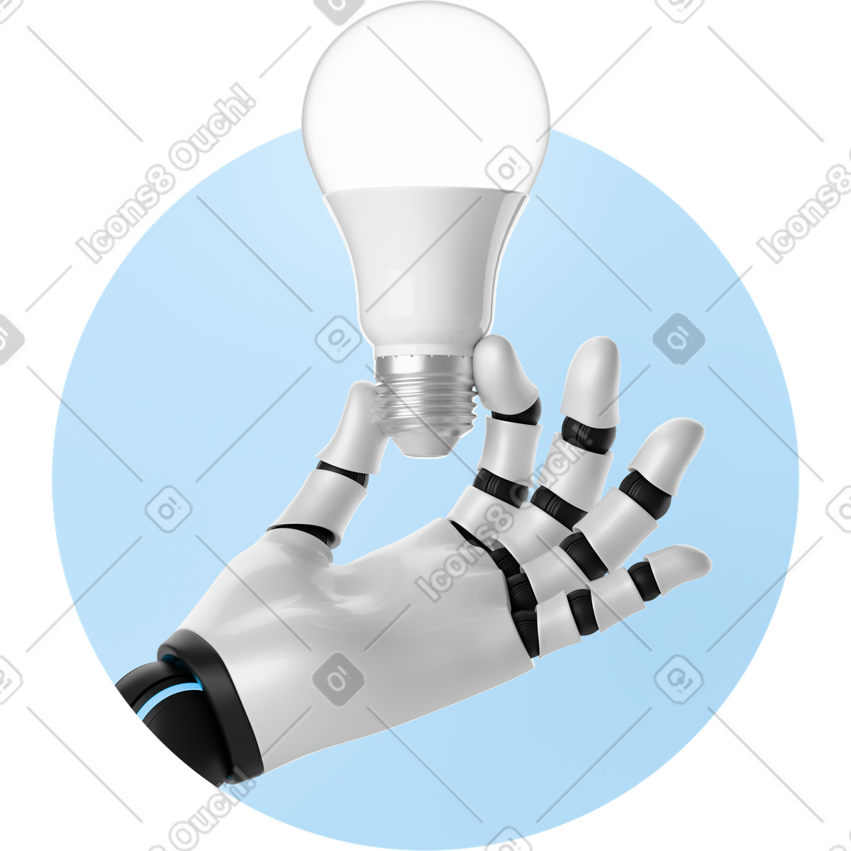 Ilustração de Assistente ia segurando uma lâmpada na mão em no estilo 3D Business para baixar em PNG, SVG