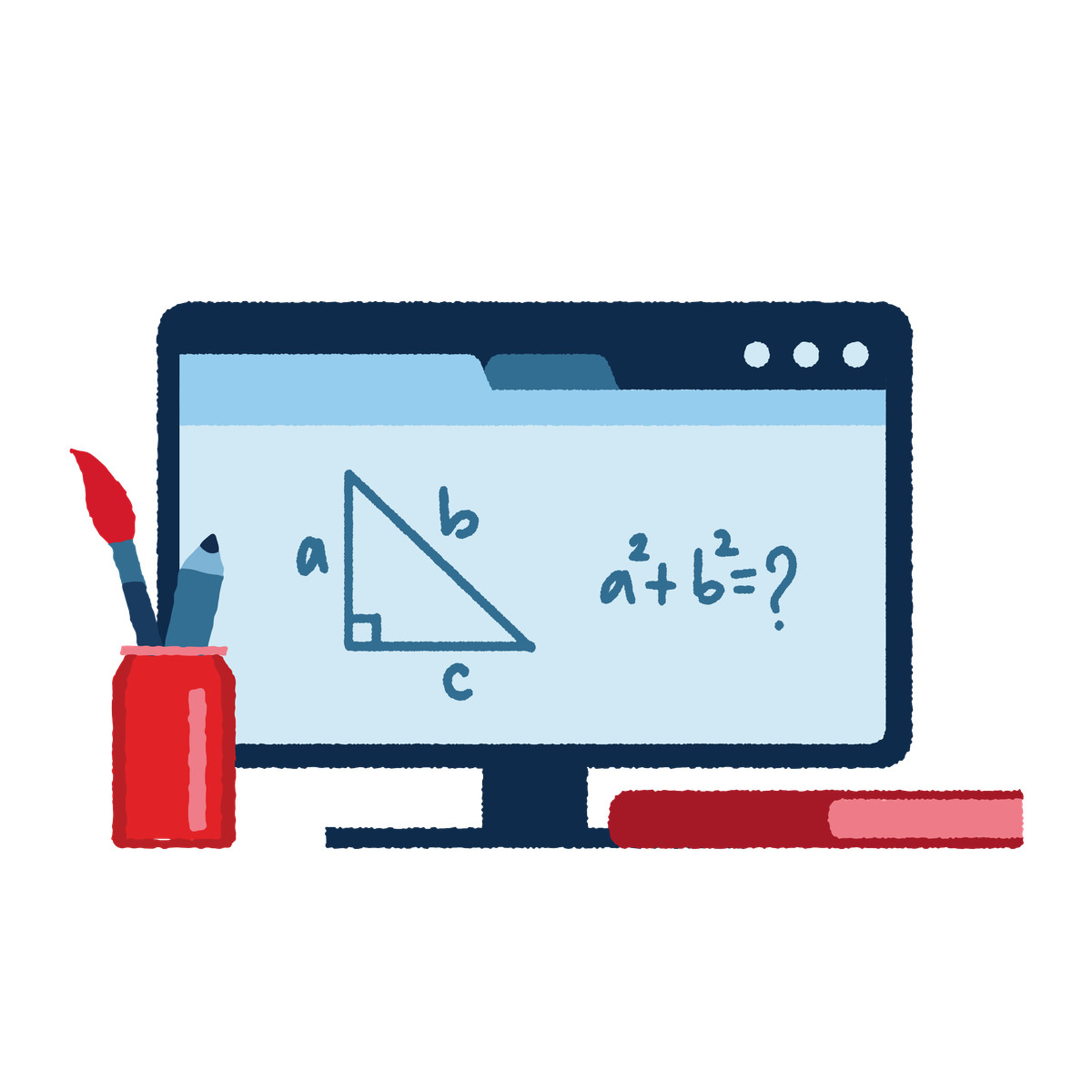 Online geometry lesson on computer illustration in PNG, SVG
