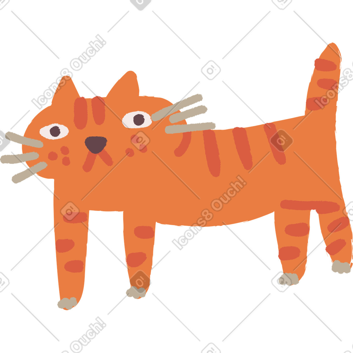 Cat standing illustration in Ginger style download in PNG, SVG
