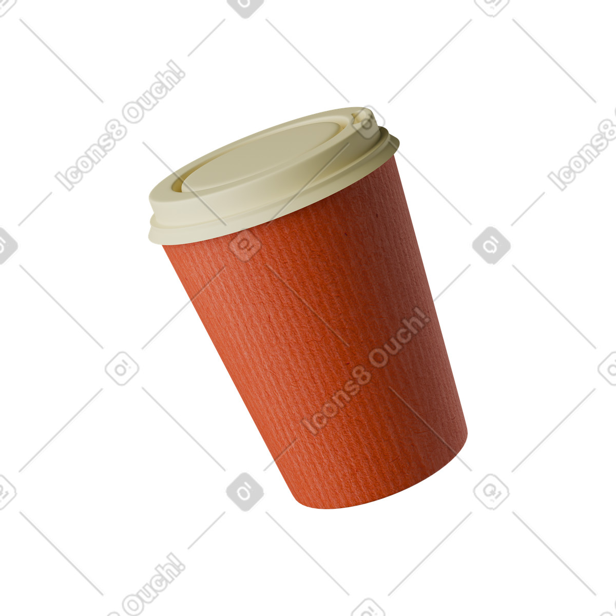 Illustration Gobelet jetable orange dans le style 3D Kindy à télécharger aux formats PNG, SVG