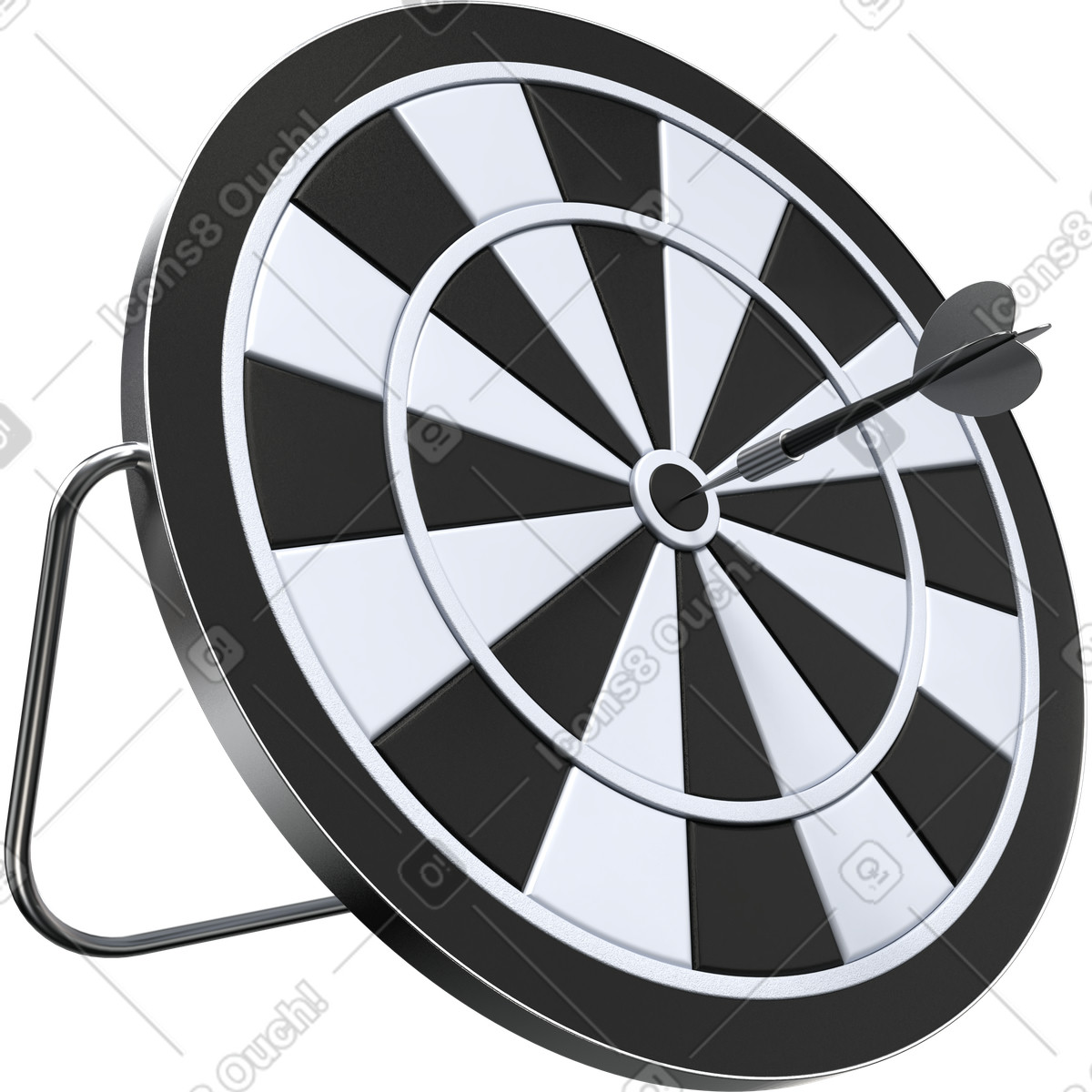 Dartboard with bullseye hit, goal achievement and precision targeting illustration in PNG, SVG