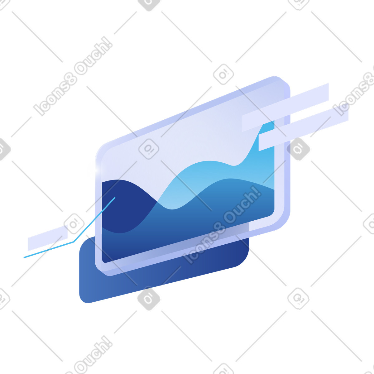 Grafico a linee crescenti con segni, analisi aziendali e monitoraggio delle prestazioni illustrazione in stile Quantum scarica in PNG, SVG
