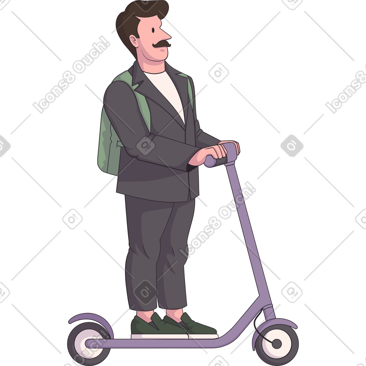 Man in a suit with backpack illustrazione stile Eastwood scarica PNG, SVG