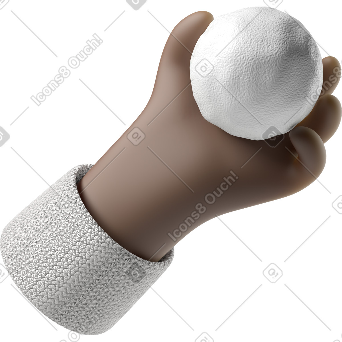 下载 3D Hands Fun&Wild 风格的 黑皮肤手拿着雪球 插画，支持 PNG、SVG 格式