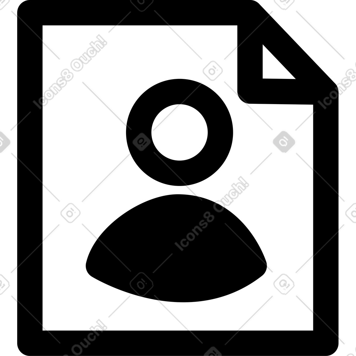 Avatar profile silhouette inside framed picture with folded corner detail-Illustration im Notion Line Art-Stil als Download in PNG, SVG