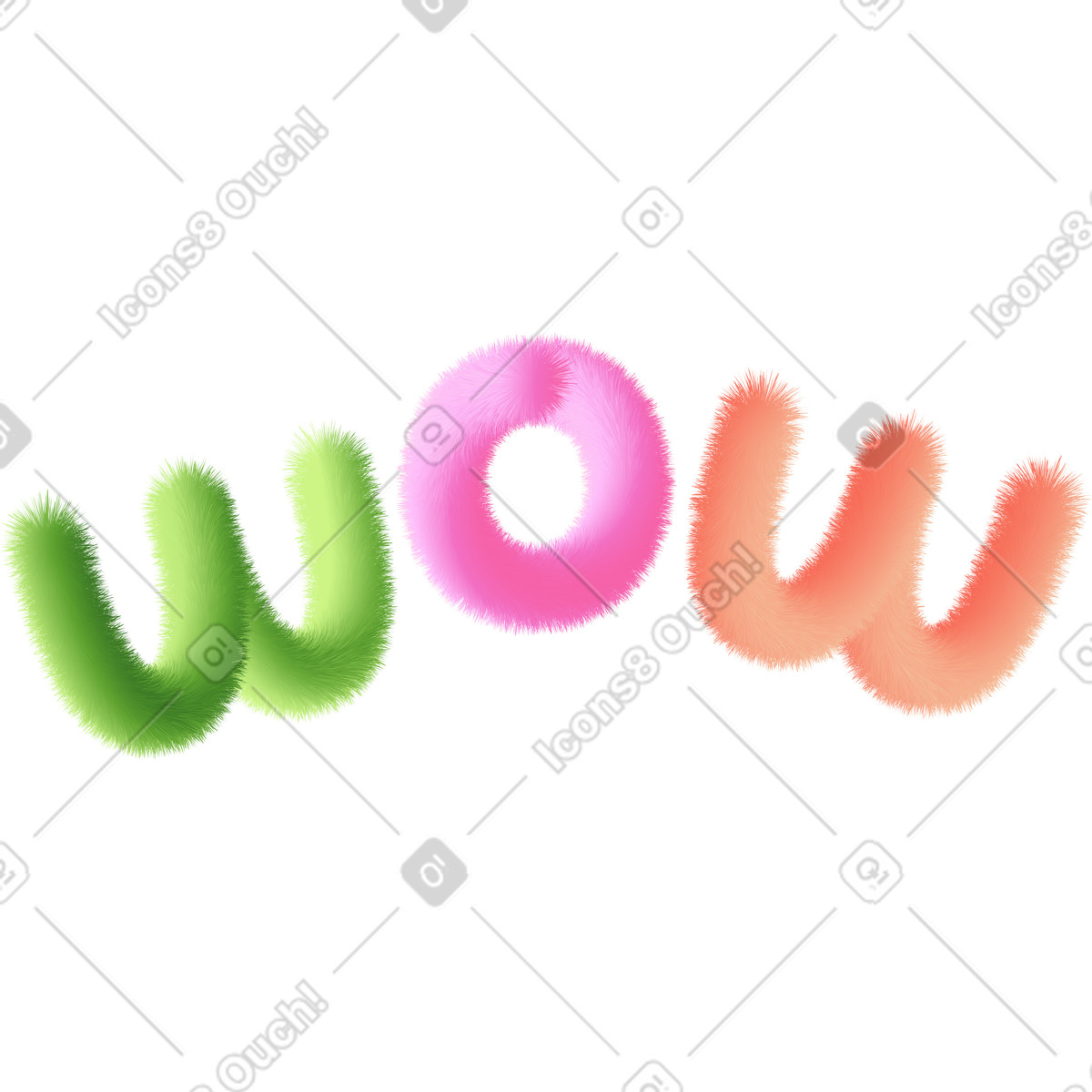 下载 Puffy 风格的 Lettering wow in multicolored style text 插画，支持 PNG、SVG 格式