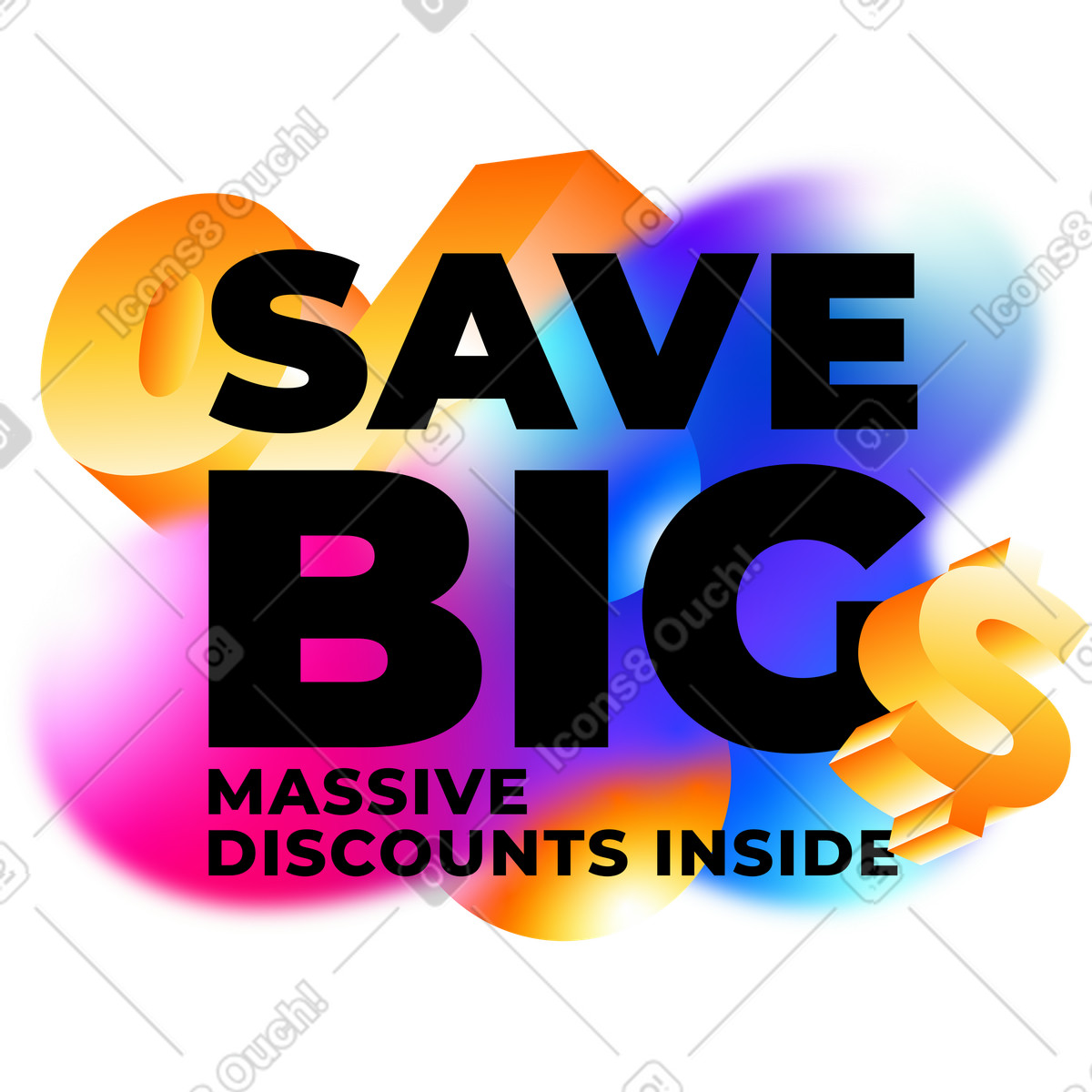 Typography 스타일의 Lettering save big with d percent and dollars text 일러스트레이션 PNG, SVG 다운로드