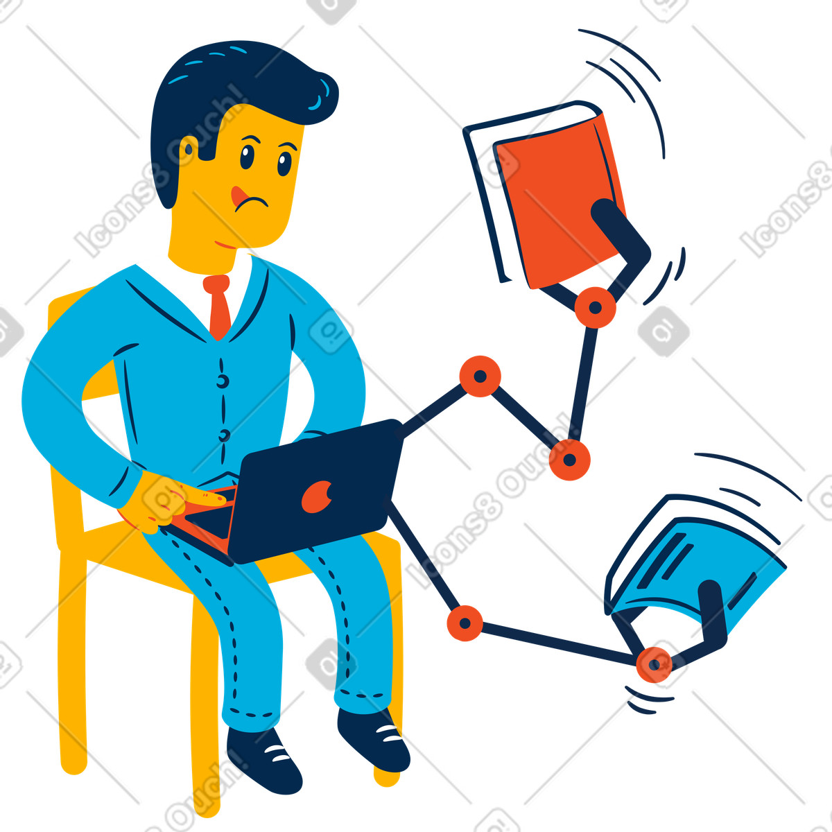 E-books illustration in Flame style download in PNG, SVG