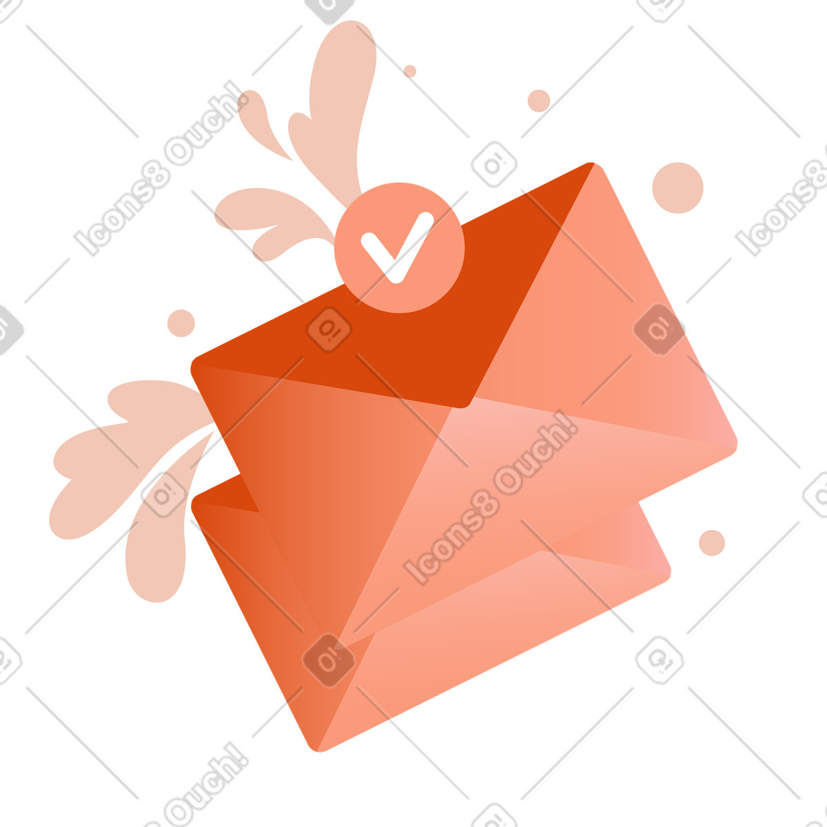 Ricezione di messaggi posta via e-mail illustrazione in stile Orange scarica in PNG, SVG