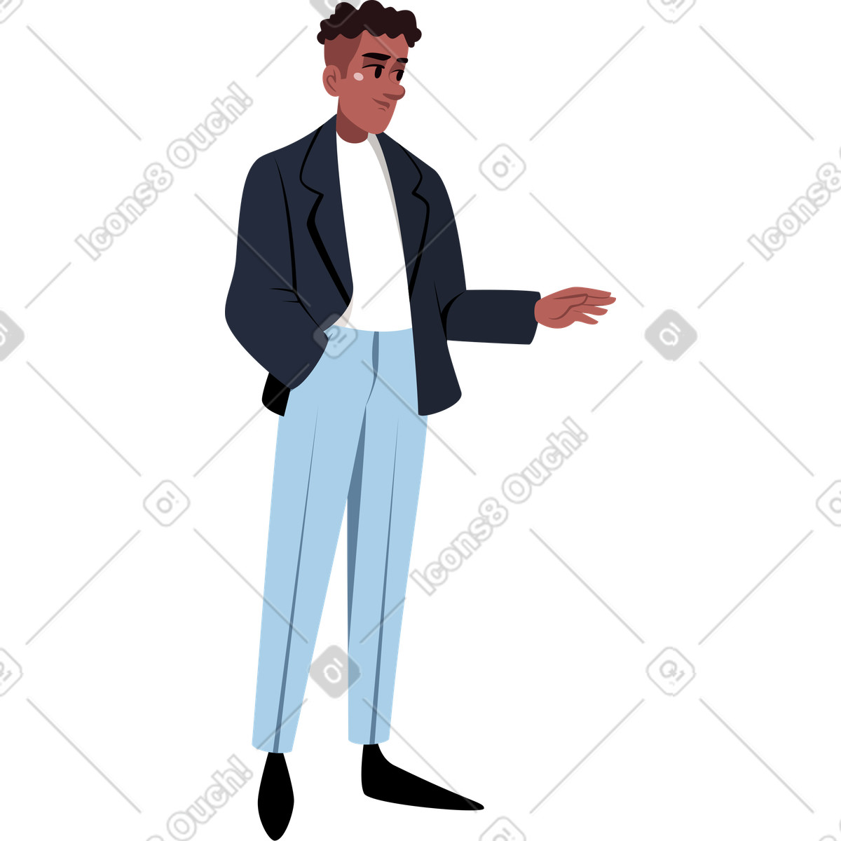 Man standing with his arm outstretched illustration in Vivid style download in PNG, SVG