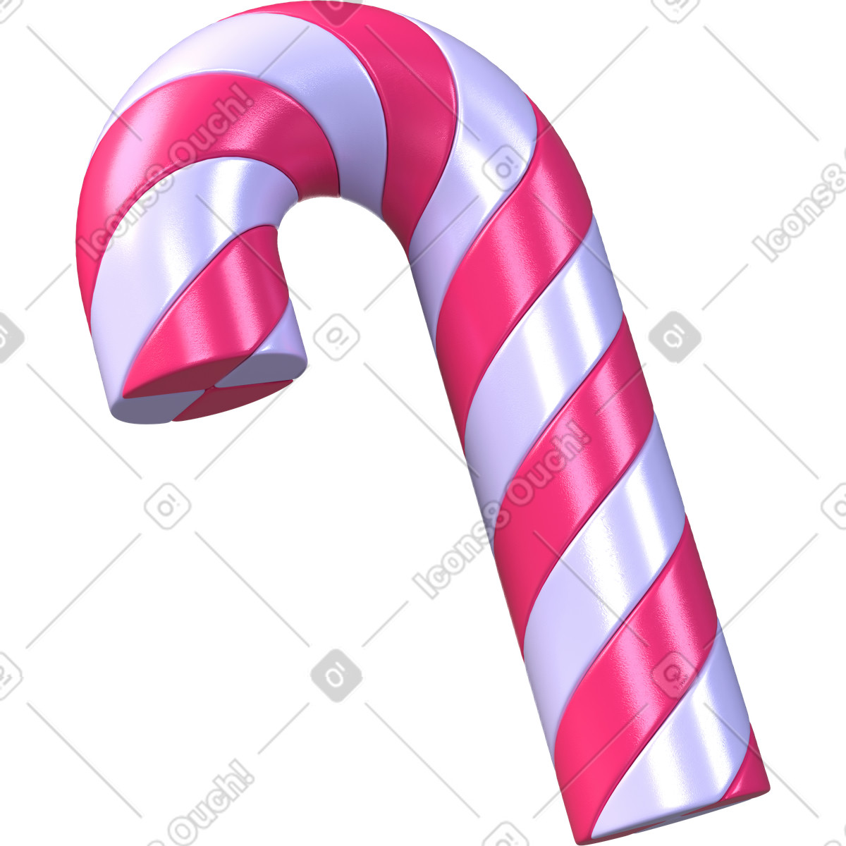 Zuckerstange, festliche süßigkeit, weihnachtssymbol-Illustration im 3D Boost-Stil als Download in PNG, SVG