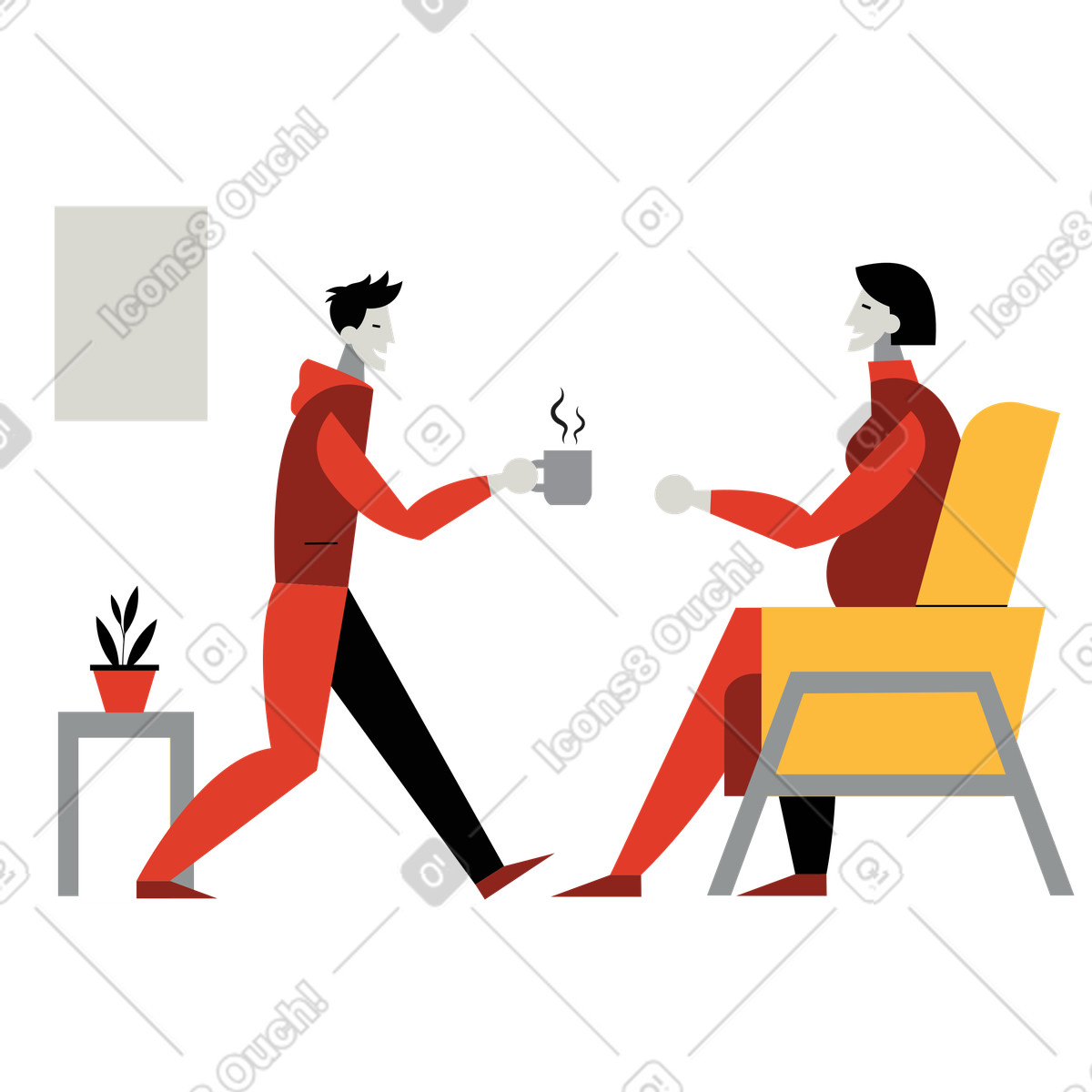 Cup of coffee for you-Illustration im Burgundy-Stil als Download in PNG, SVG