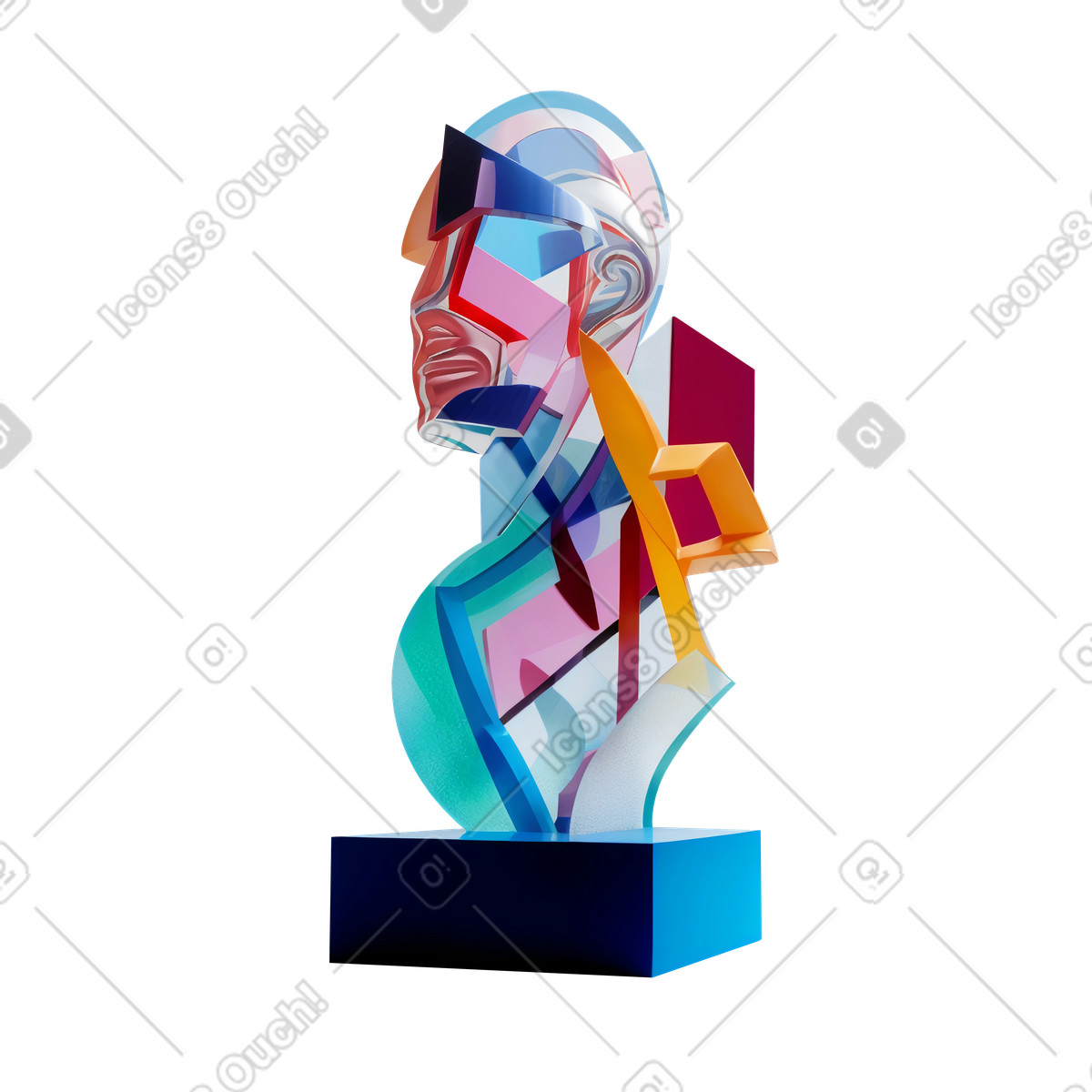 Illustration Silhouette de tête abstraite dans le style 3D Construction à télécharger aux formats PNG, SVG
