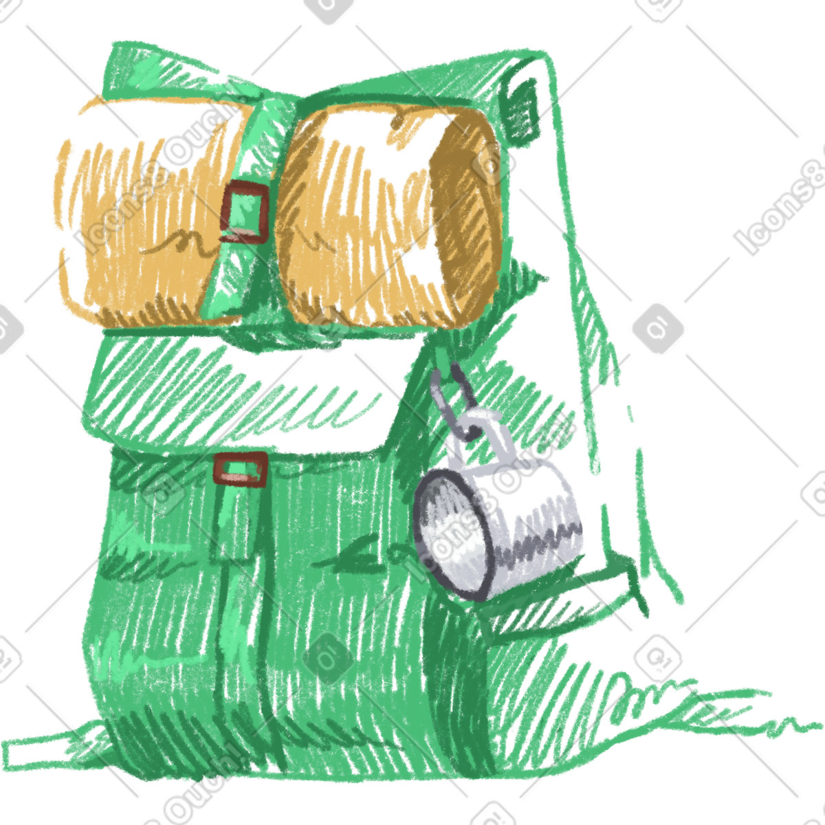 Sketchbook 스타일의 Hiking backpack 일러스트레이션 PNG, SVG 다운로드