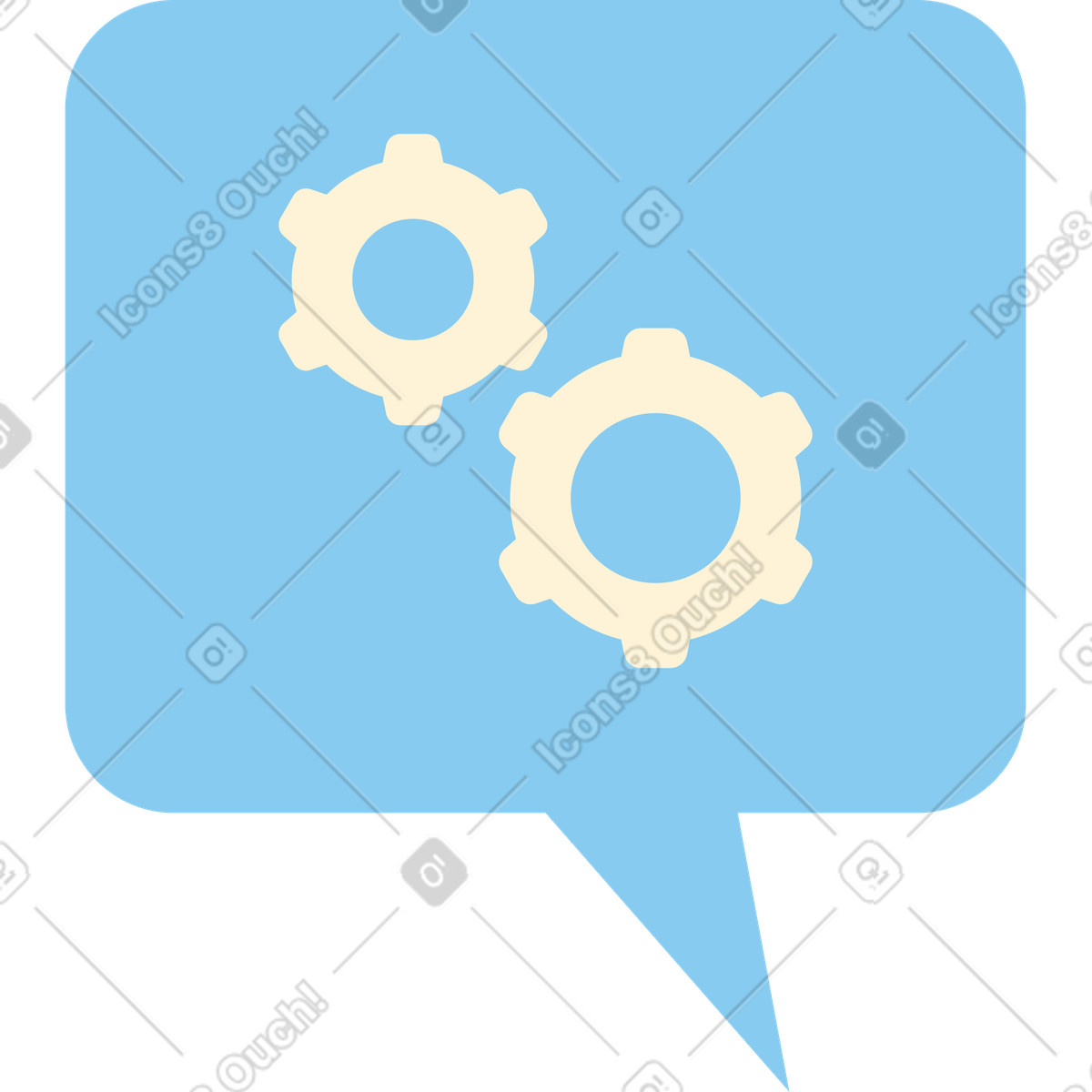 Rede mit einer blase zahnrädern-Illustration im Catchy-Stil als Download in PNG, SVG