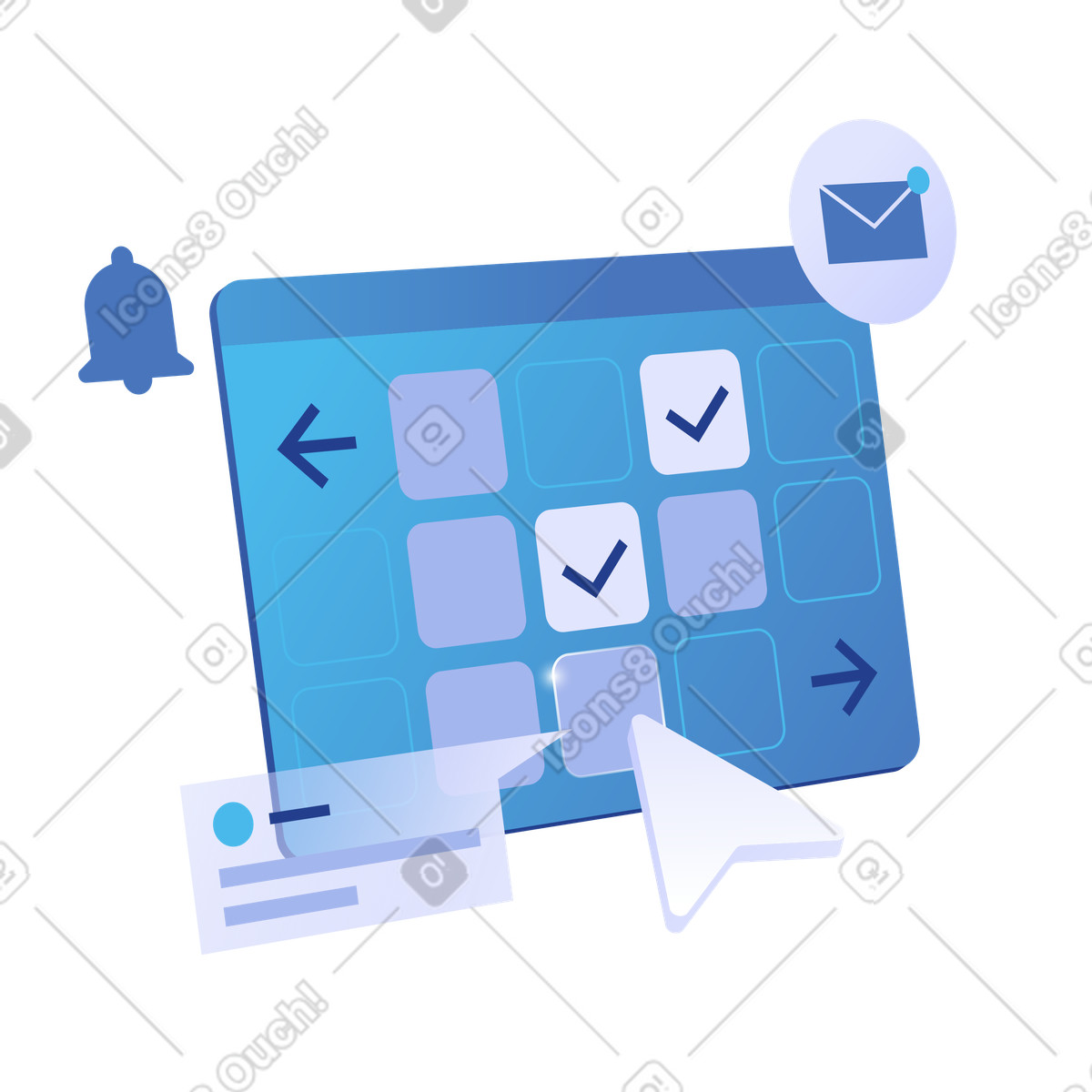 Calendario digitale con segni di spunta, pianificazione della programmazione e gestione delle attività illustration in PNG, SVG