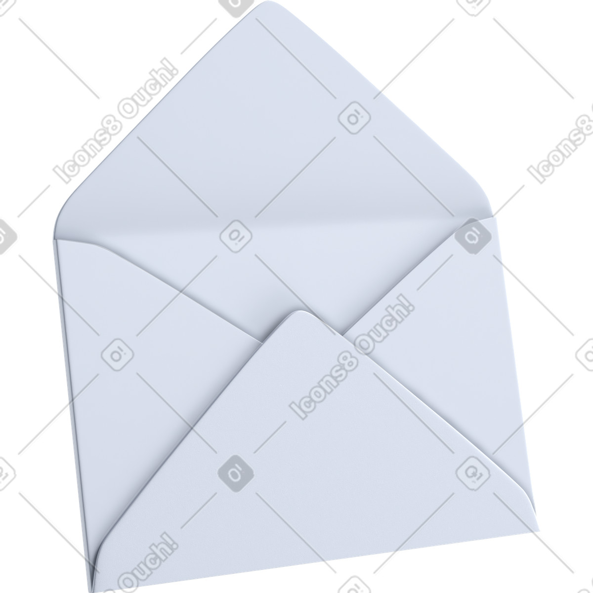 Ilustração de White blank open envelope for empty inbox and no messages em estilo 3D Pro para baixar em PNG, SVG