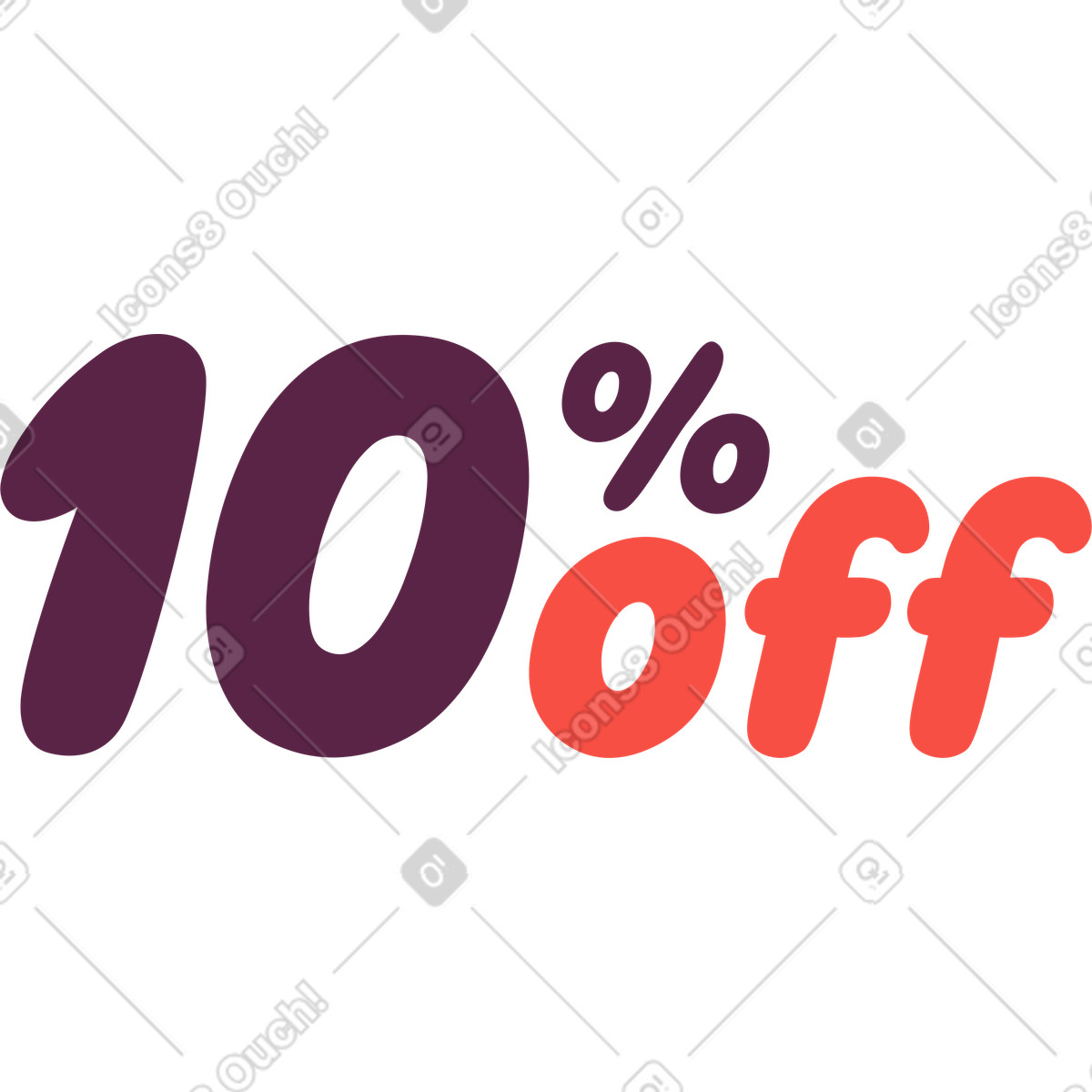 Ten percent off illustration in Sammy style download in PNG, SVG