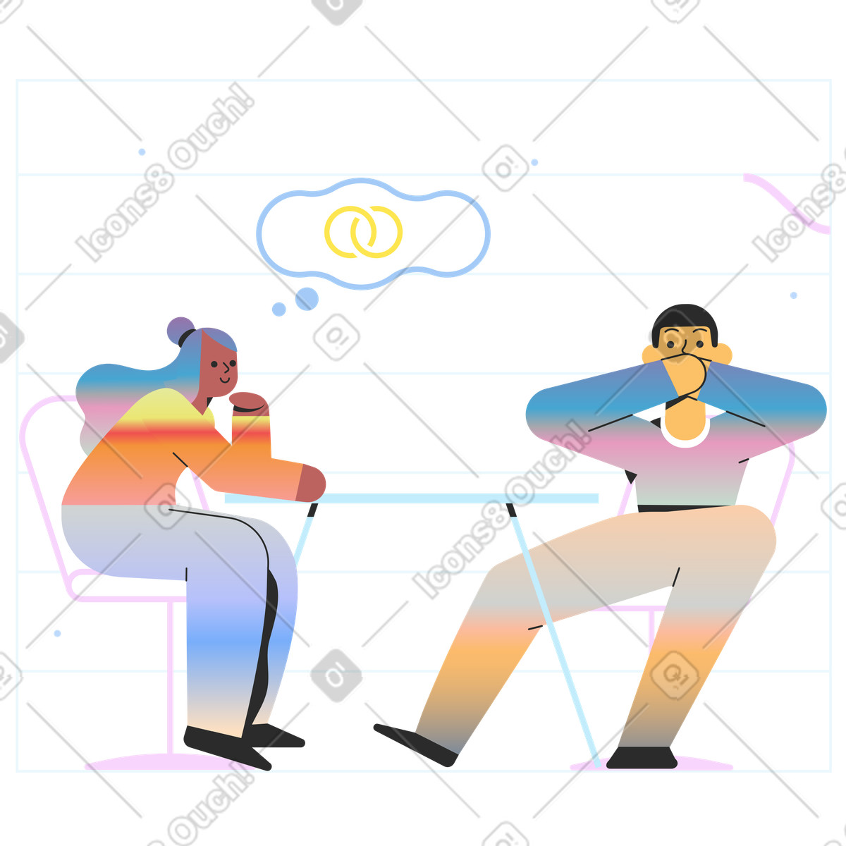 First date illustration in Marginalia style download in PNG, SVG