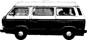 A van with windows and wheels - Bitmap style illustration
