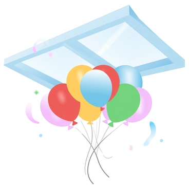 A collection of colorful balloons in various shapes and sizes is pressed against a transparent glass ceiling. The balloons are vibrant, featuring shades of red, blue, yellow, green, and pink. The glass ceiling reflects some of the colors of the balloons, creating a playful interaction of hues. Light filters through the glass, casting soft shadows of the balloons on the surface below. The scene captures a sense of festivity and whimsy.