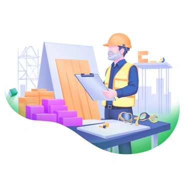 A contractor inspecting the quality of different building materials