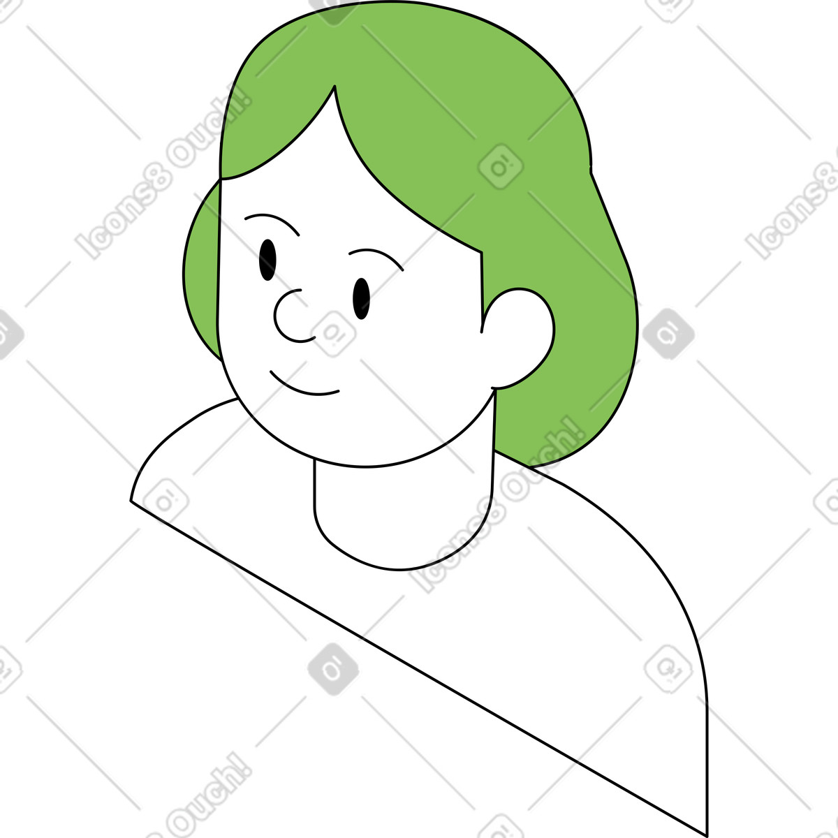 Illustration Fille aux cheveux verts dans le style Isometric à télécharger formats PNG, SVG