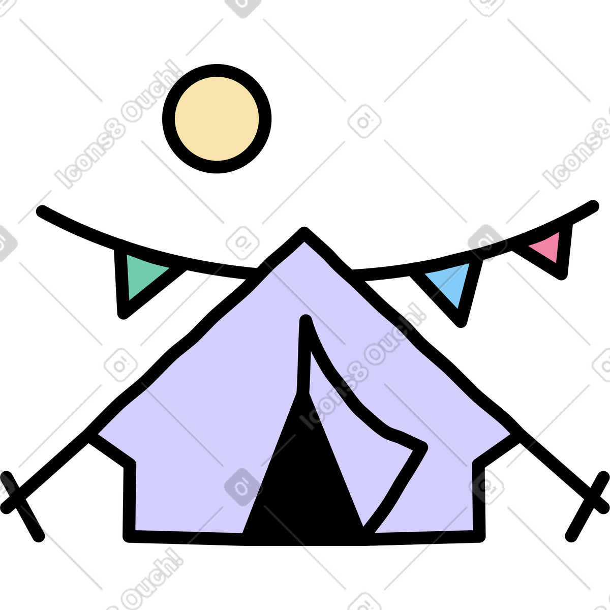 下载 Notes 风格的 帐篷图标 插画，支持 PNG、SVG 格式