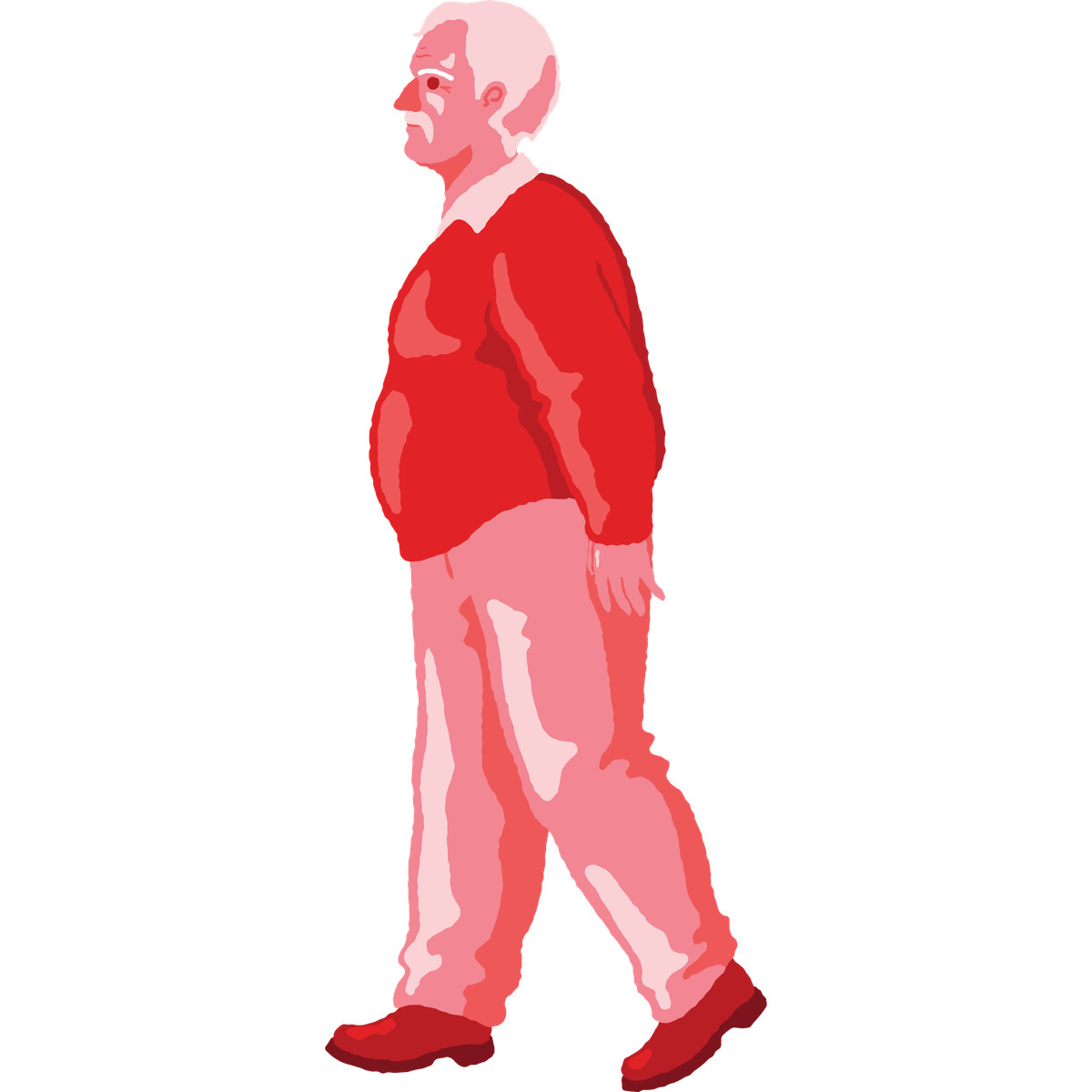Illustration Chubby old man walking dans le style Cherry à télécharger aux formats PNG, SVG