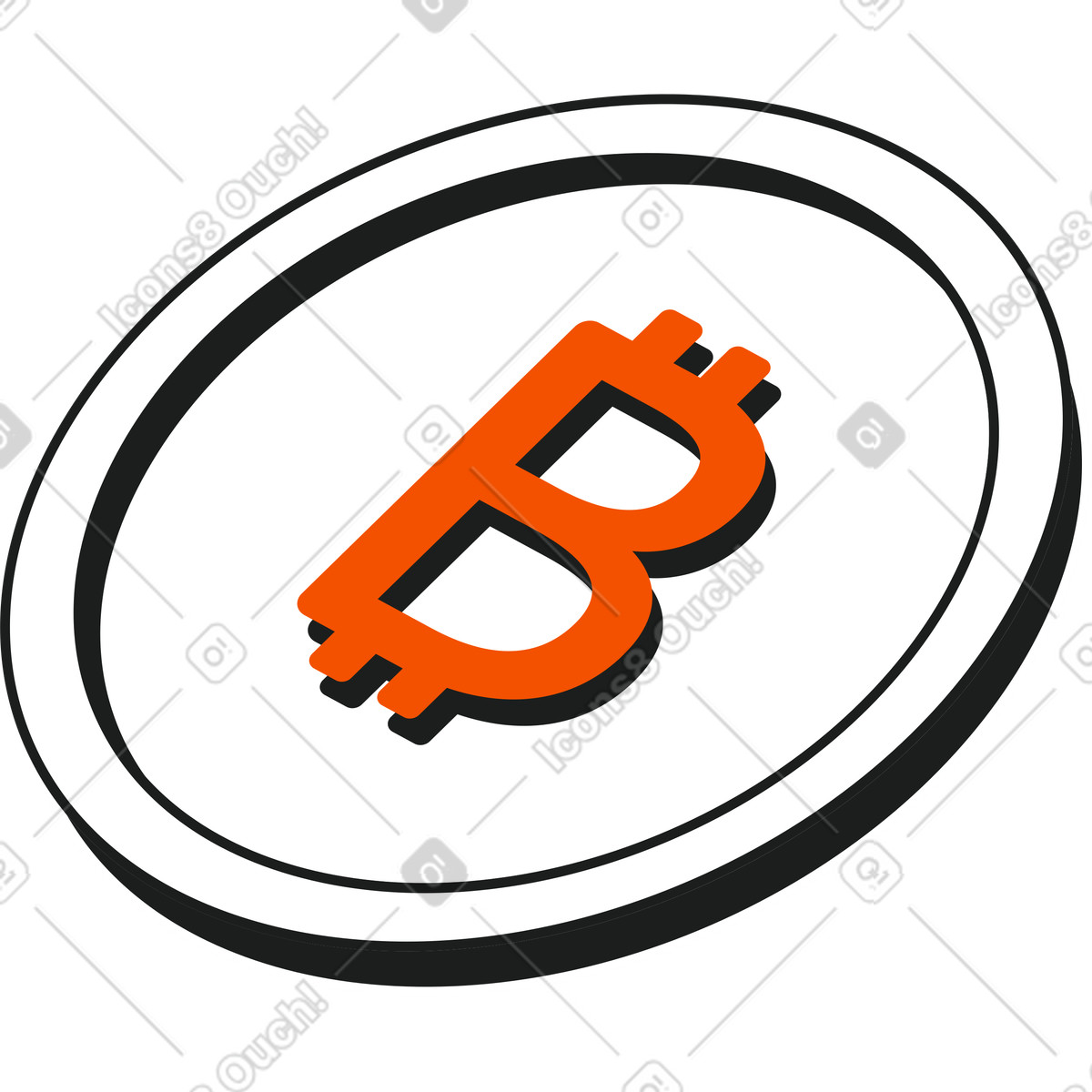 Bitcoin illustration in Strict style download in PNG, SVG