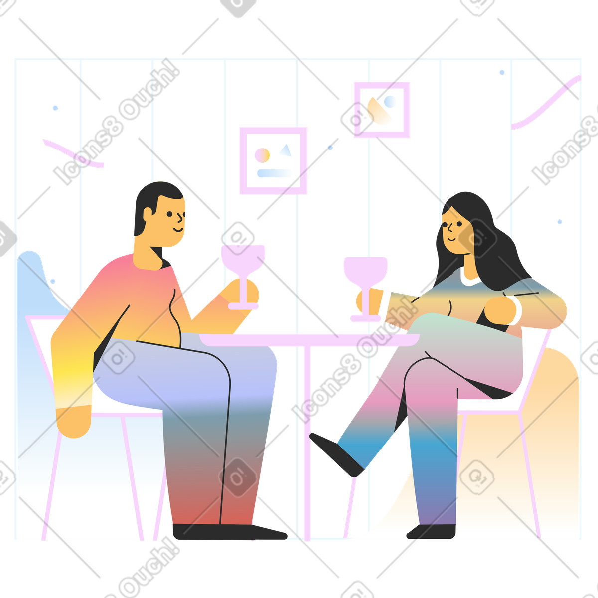 Family having dinner illustration clipart for culinary projects in vectors and graphics