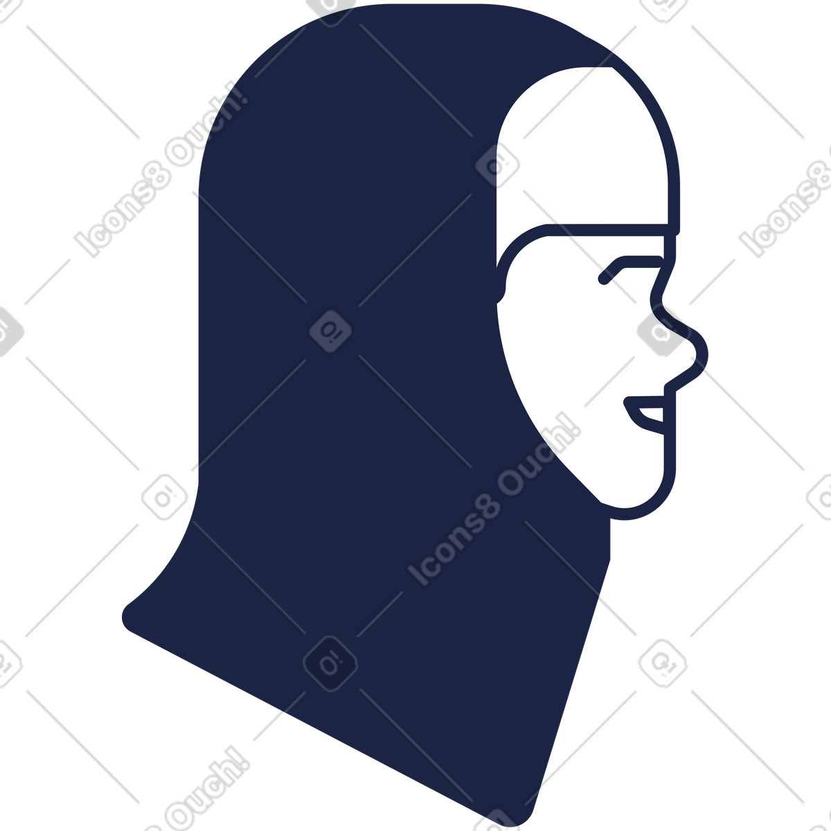 Ilustración Cabeza de mujer en hijab estilo Urban Line a descargar PNG y SVG