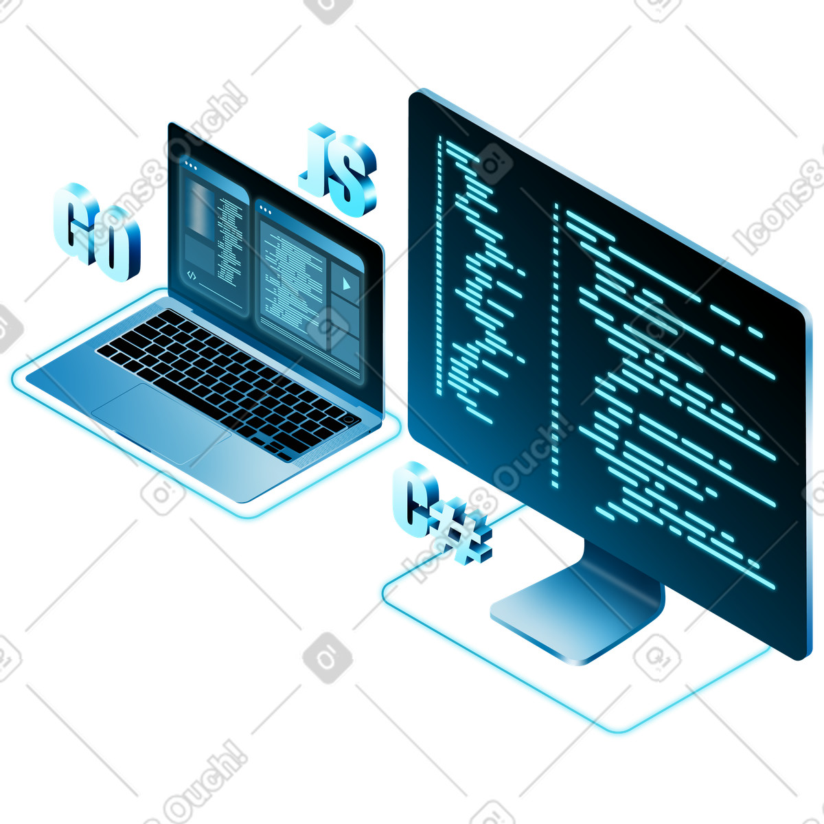 Coding, programming languages illustration in PNG, SVG