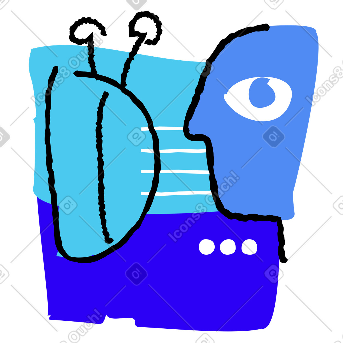 Abstract human-AI interaction, Artificial intelligence and machine learning illustrazione in stile Puzzle scarica in PNG, SVG