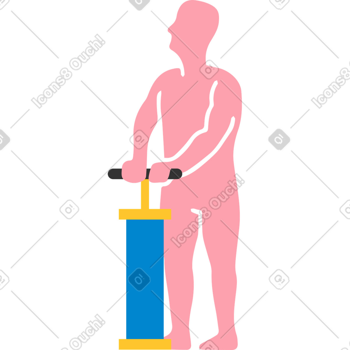 Man with pump illustration in PNG, SVG