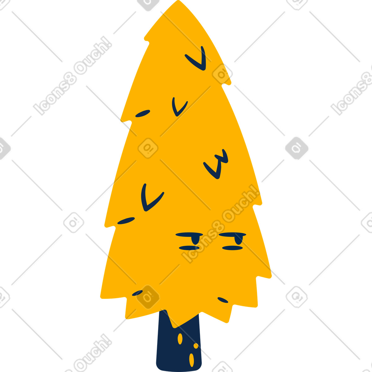 Annoyed tree illustration in Flame style download in PNG, SVG