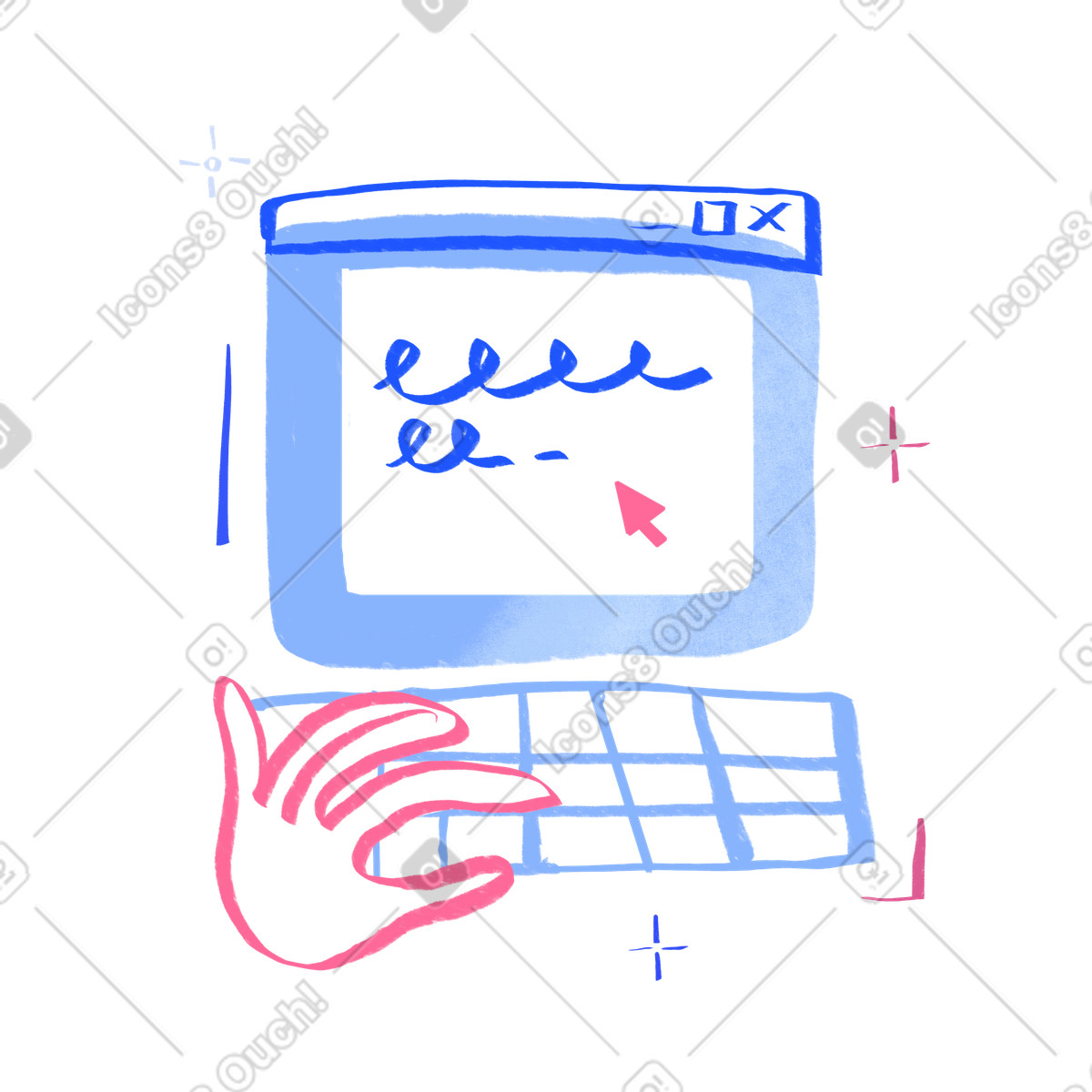 Writing in a computer program illustration Quirky style download PNG, SVG