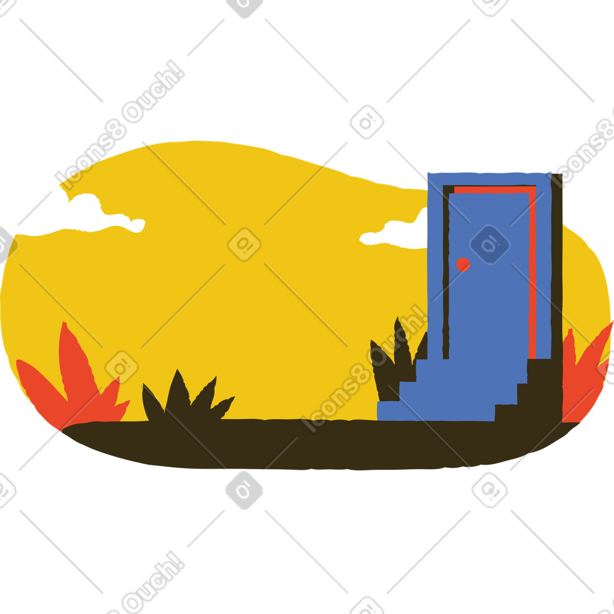 下载 Bermuda 风格的 带门的背景 插画，支持 PNG、SVG 格式