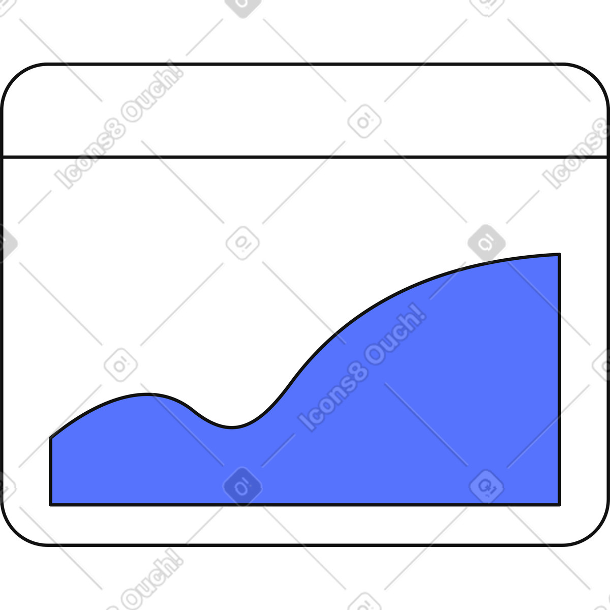 Ilustración Statistics window displaying increasing area graph for data analysis report en estilo Main a descargar en PNG y SVG