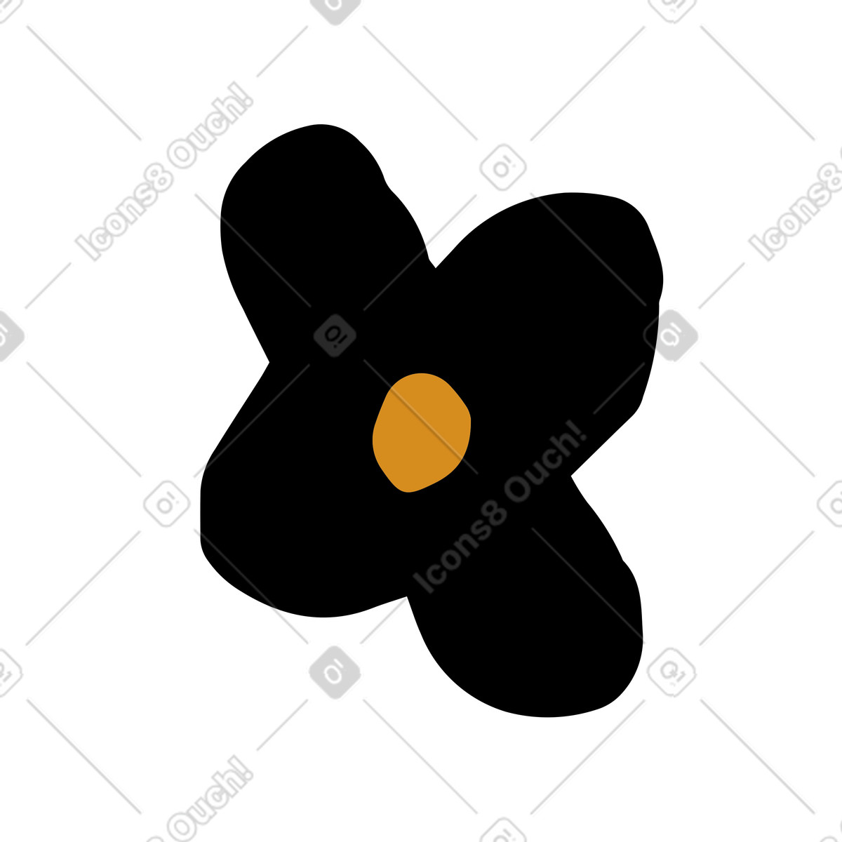 Scandi スタイルの Black flower with yellow center のイラストをPNG、SVG形式でダウンロード