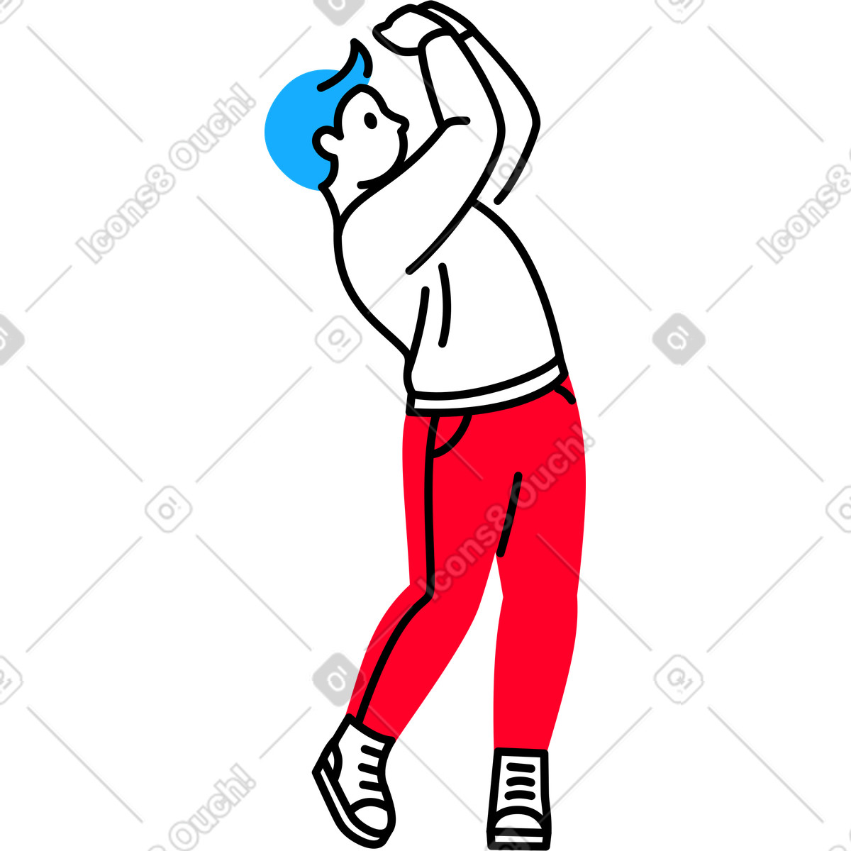 下载 Transistor 风格的 举起两只手的男人 插画，支持 PNG、SVG 格式