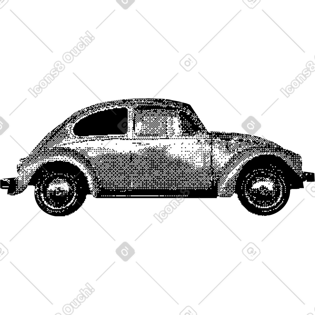 Bitmap スタイルの Car のイラストをPNG、SVG形式でダウンロード