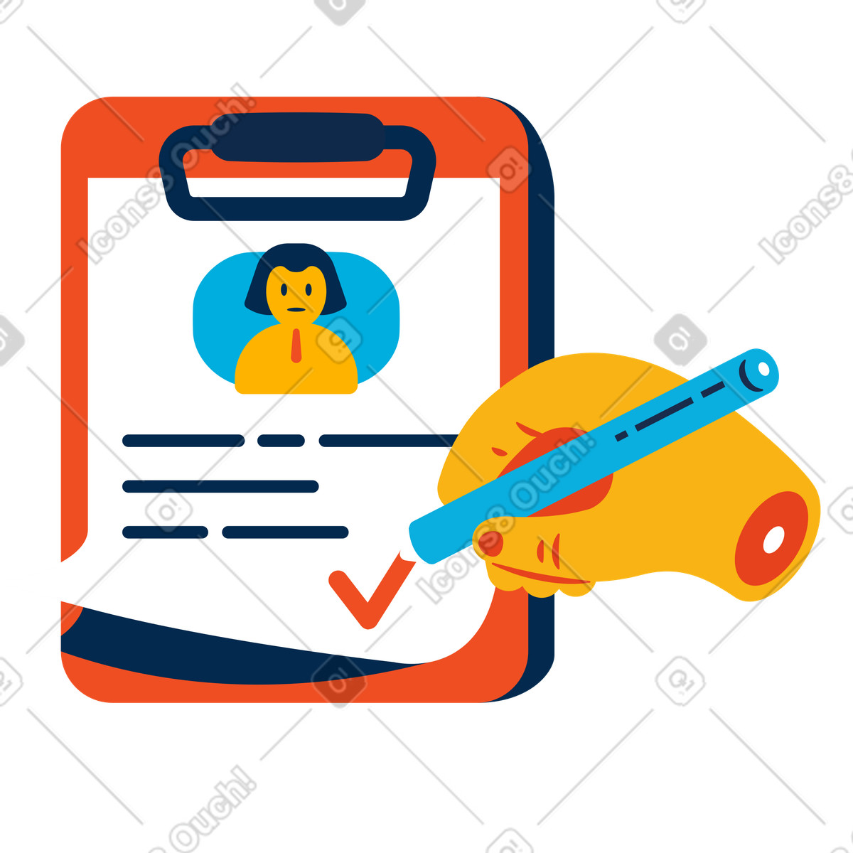 Signing of an employment contract illustration in Flame style download in PNG, SVG
