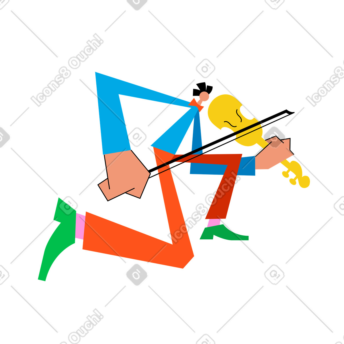 Man playing violin illustration in Warp style download in PNG, SVG