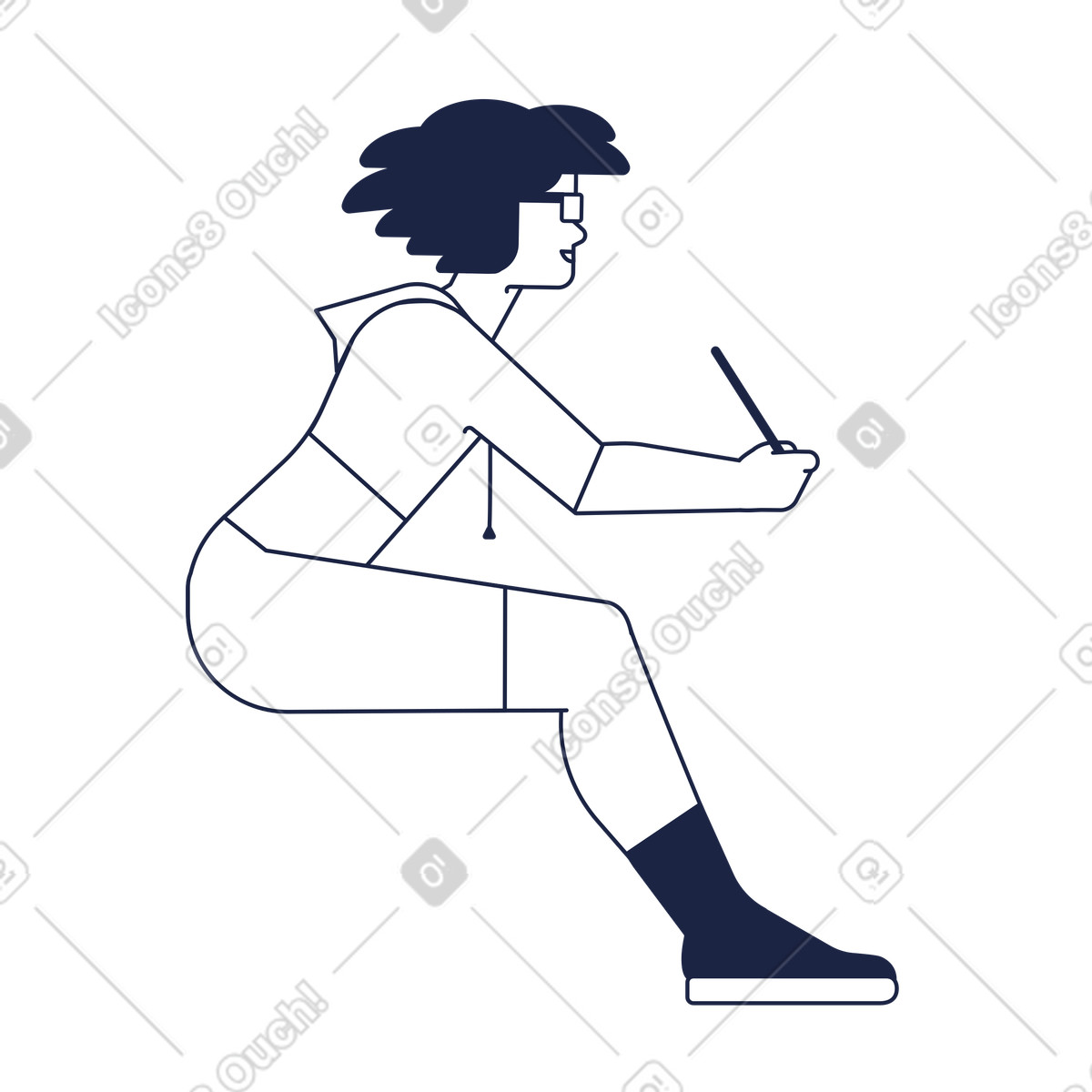 Ilustração de Mulher escrevendo em no estilo Urban Line para baixar em PNG, SVG